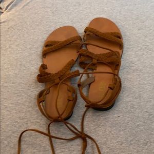 Brown tie sandals